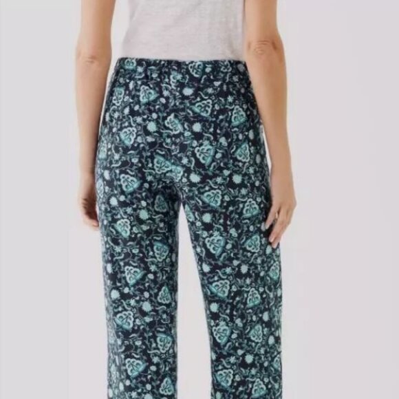 *NWT* J.JILL FLORAL ART PAISLEY FULL LEG PANTS_BLUE/MULTI_L_$89 - Picture 2 of 4